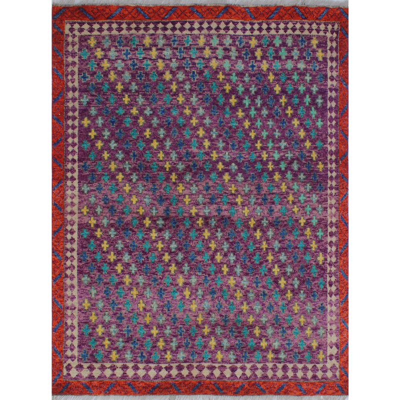 Tapis de surface en laine 4 pi 10 po x 6 pi 5 po one-of-kind-noué la mauve Altoona