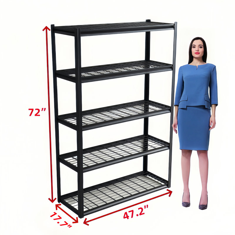 Tablettes de rangement en métal robustes à 5 niveaux. Capacité de 3000 lb, réglable. Rouille. Pour la cuisine, le sous-sol, le garage. 72 po x 47,2 po x 17,7 po. Tablettes réglables faciles à installer. Capacité de charge. H 72 po x l 47,2 po