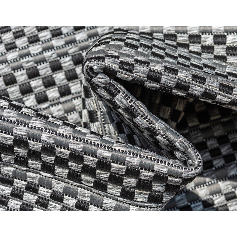 Outdoor Veranda Area Rug Charcoal Color, Rectangle 3'3" x 5'