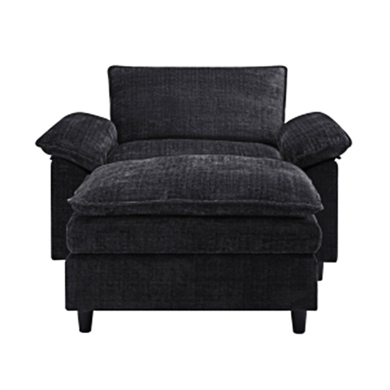 Fauteuil d'appoint rembourré avec repose-pieds, Noir