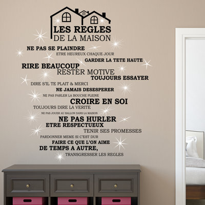 Décalcomanie murale en cristal toit house rules