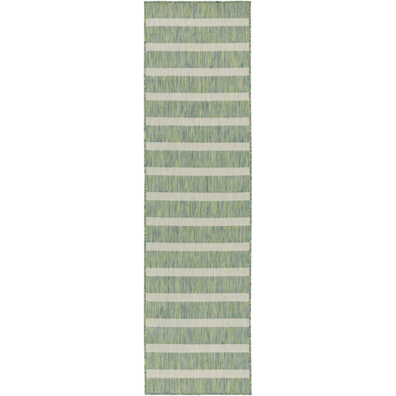 Tapis intérieur / extérieur rectangulaire Shaila, Bleu/jaune, Tapis de couloir 2 pi 2 po x 8 pi