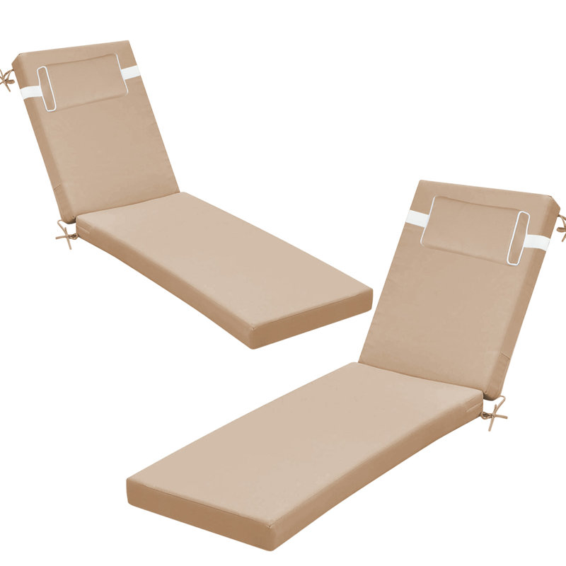 2Ps All-Weather Outdoor Chaise Lounge Cushion, 3-Inch Thick Lounge Chair Cushion With Adjustable Headrest, Fits 70-72" Patio Chairs, Indoor/Outdoor Use