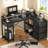 L-Shaped Computer Desk With 4 Drawers, Gaming Desk With Power Outlet And Monitor Stand, Corner Desk-2137615574