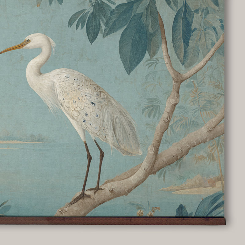 Tapisserie murale aigrette blanche, H 32 po x l 48 po