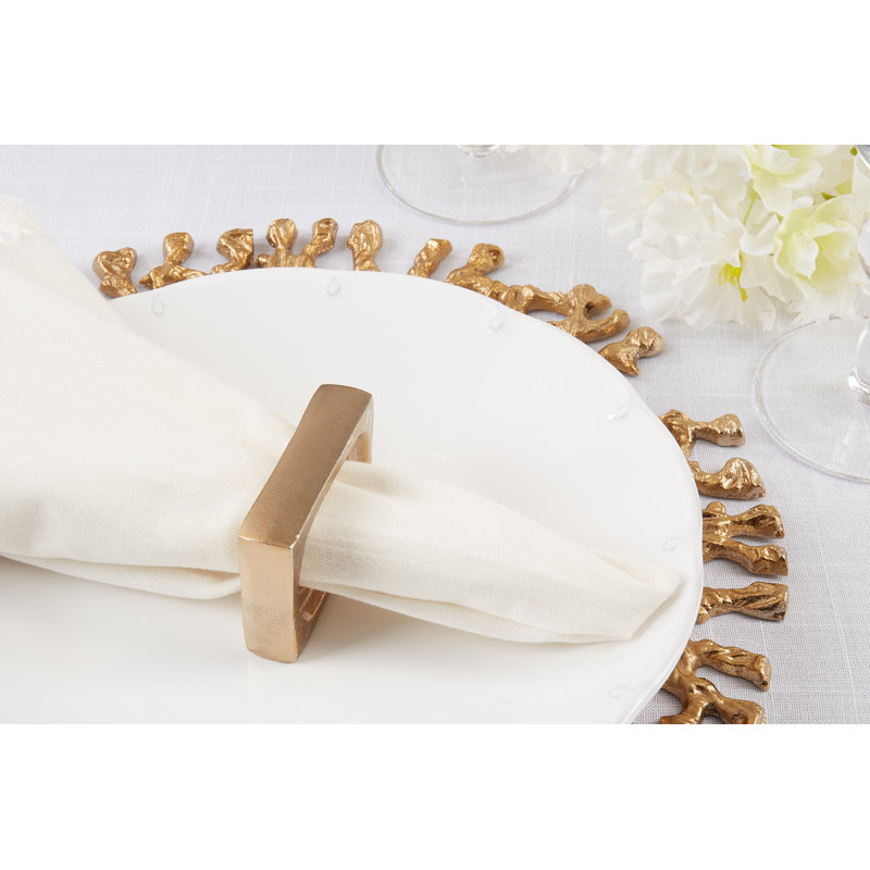 Gold Rectangular Metallic Napkin Rings Set of 4