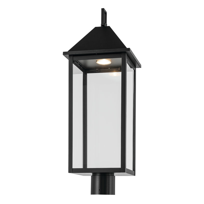 25" 1-Light Outdoor DarkSky Post Light with Clear Glass, Satin Black