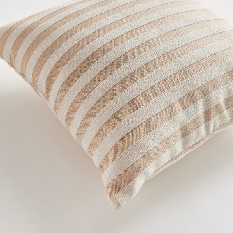 Polyester Indoor/Outdoor Pillow Cover & Insert, Khaki/Cream, Square 20"