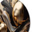 Marbre captivant doré et noir I - art abstrait rond en métal marbré-88629302