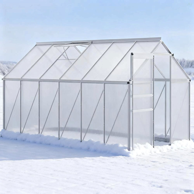 Serre de plain-pied avec cadre en aluminium