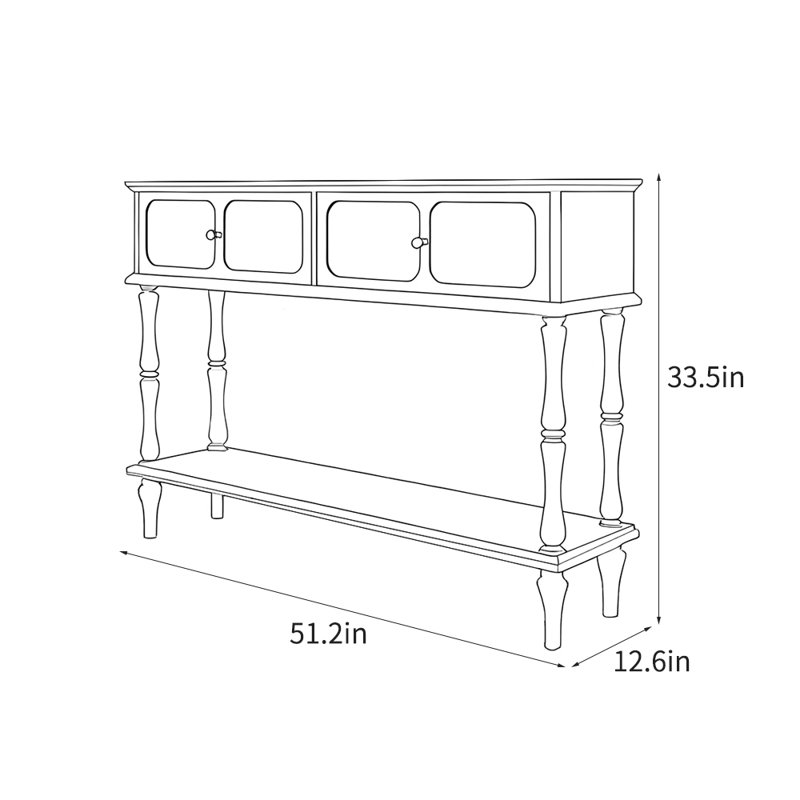 American style simple retro console table, Black