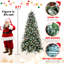 Arbre de Noël de 4 pi avec 747 pointes, baies rouges décorées et pin naturel, branches enneigées en PE +, conception à charnières à installation rapide et facile, support en métal fiable et givré Pe +