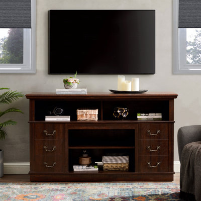 Meuble télé rétro avec rangement pour téléviseur de 65 po ou moins, meuble télé de style moderne Mid Century avec tablette et meuble télé