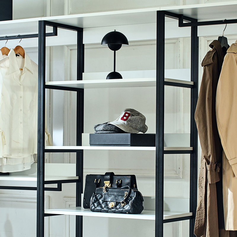 Armoire-penderie à cadre en métal blanc - rangement extra profond, et planche à chaleur E0 Stain & Scratch Water, capacité de rangement autoportante, durabilité thermolaquée, caractéristique, extérieur, double épaisseur,