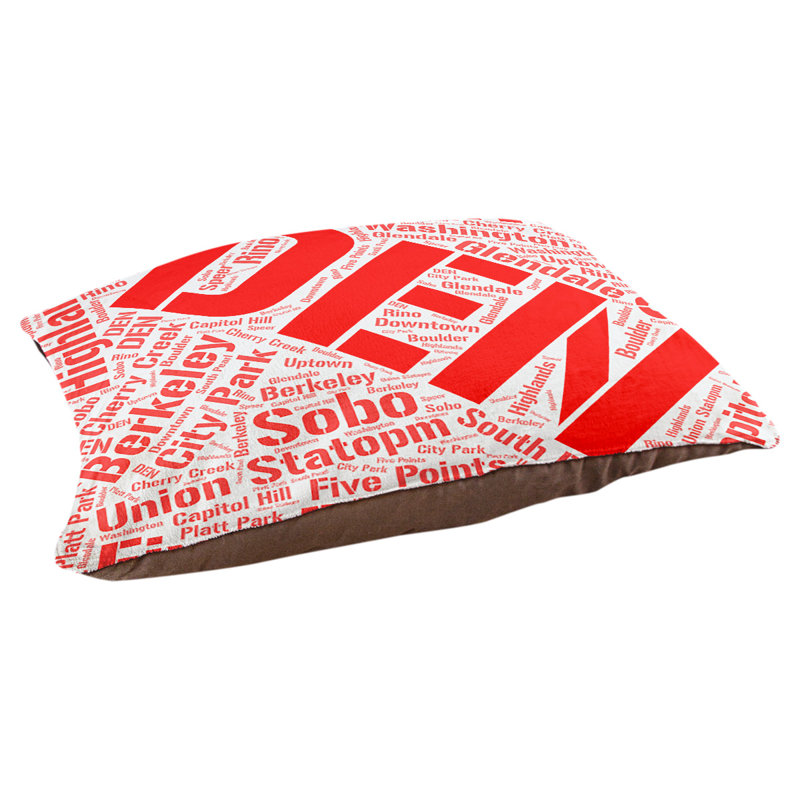 Coussin de chien « districts », Rouge, Très grand (H 17 po x l 50 po x P 40 po), Denver
