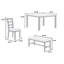 6 pièces contemporaines pour salle à manger avec table rectangulaire gris anthracite, 4 chaises et un banc, 6 pièces de conception compacte avec chaises, sièges élégants