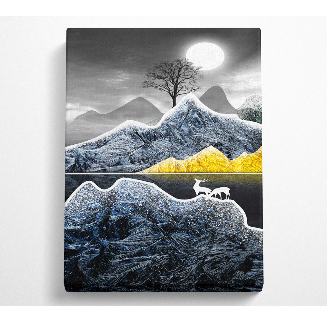 Deer Moonlight Night - No Frame Kunstdrucke auf Leinwand