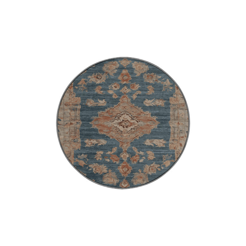 Machine Washable Gray Area Rug, Round 3'