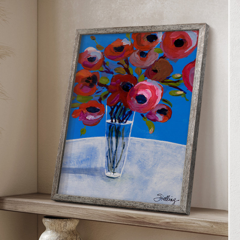 Poppies Framed Print - Solid Wood, 11" H x 9" W