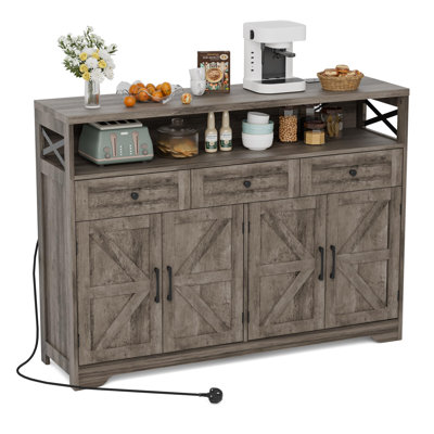 Sideboard Cabinet with Power Outlet,Storage Sideboard with Adjustable Shelf