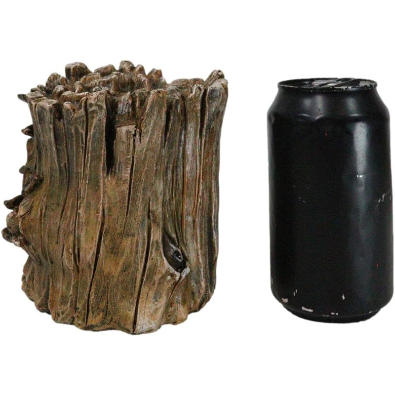 Rustic Western Lifelike Grey Raccoon Hiding In Tree Trunk Decorative Figurine