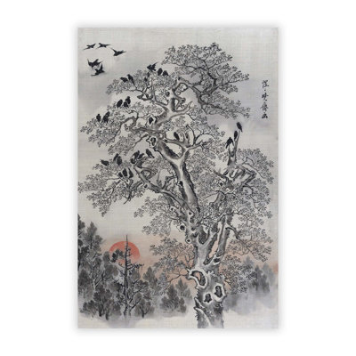 Flock Of Crows At Dawn by Kawanabe Kyosai - No Frame Painting
