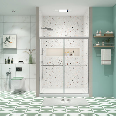 Bypass Shower Door - 50 54" X 70", Chromed Finish, 1/4" Tempered Glass, 36000 Times Test, Leak Proof Sliding Chromed, Nano Easy Clean, Resistance