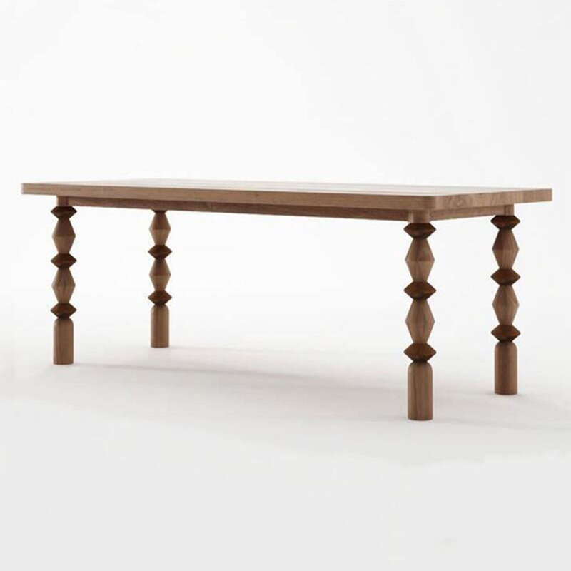 Table de salle à manger rectangulaire en bois massif, Brun, H 29,53 po x L 70,87 po x l 31,5 po