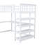 Lit mezzanine en bois Dena avec bureau sous le lit et tablettes de rangement intégrées