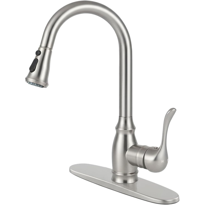 Kitchen Faucet with Pull-Down Sprayer, High Arc Single Handle, 2-Function, Brushed Nickel