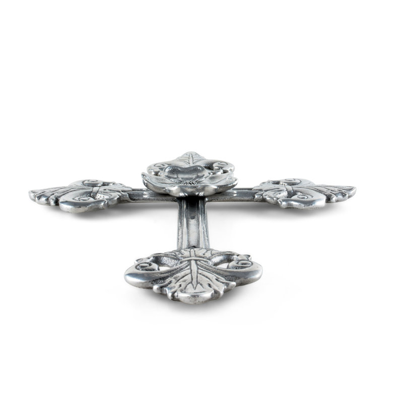 Handmade Silver Aluminum Fleur-de-lis Cross Wall Decor, 12''