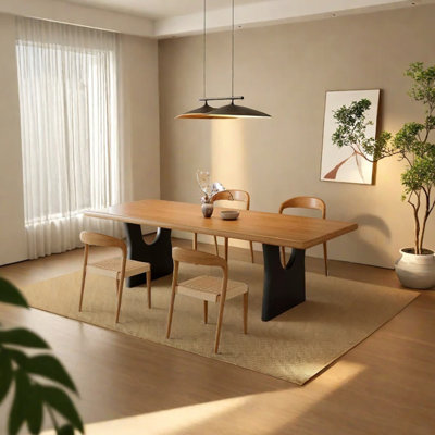 Ensemble de table de salle à manger simple en bois de frêne massif