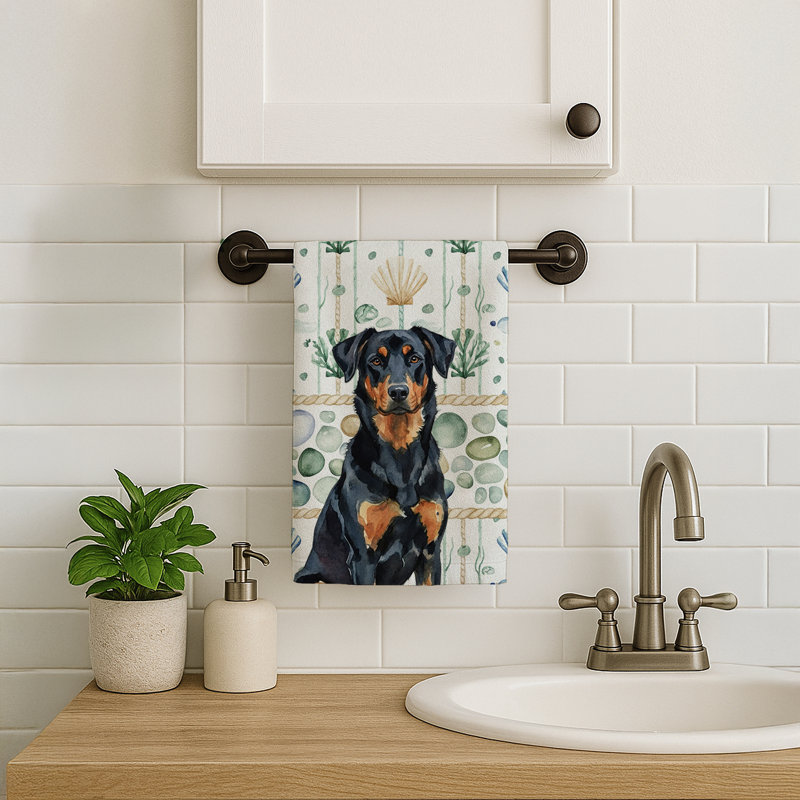 Beauceron Coastal Sea Glass Kitchen Towel, Beauceron