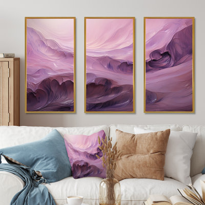 Ensemble d'art mural sur toile Tuba Terrain Mountainous Mauve VI - Encre liquide