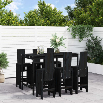 Auggie Brayden Studio Bar Set with Wood Frame and Solid Wood Outer Material