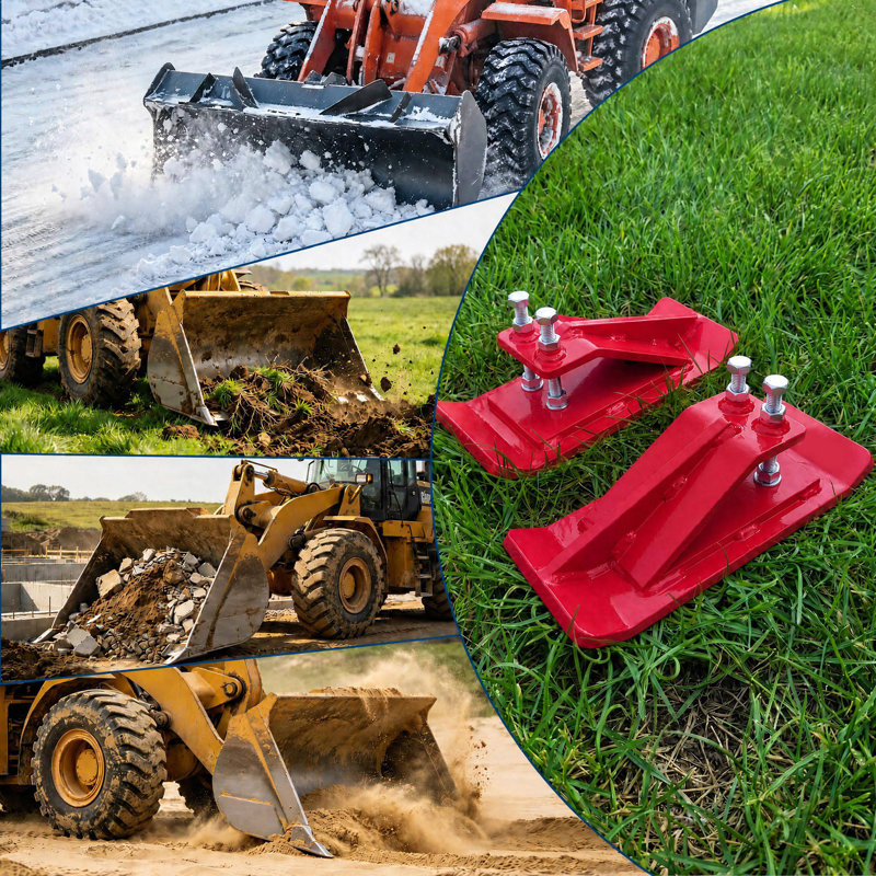 Lot de 2 protections de bord de godet de tracteur robustes en acier – Protection boulonnée pour chargeuse compacte, idéale pour l'entretien de la neige, du gravier et des allées – Rouge