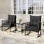 Ensemble de 3 chaises berçantes d'extérieur en rotin avec table d'appoint à 2 niveaux pour jardin