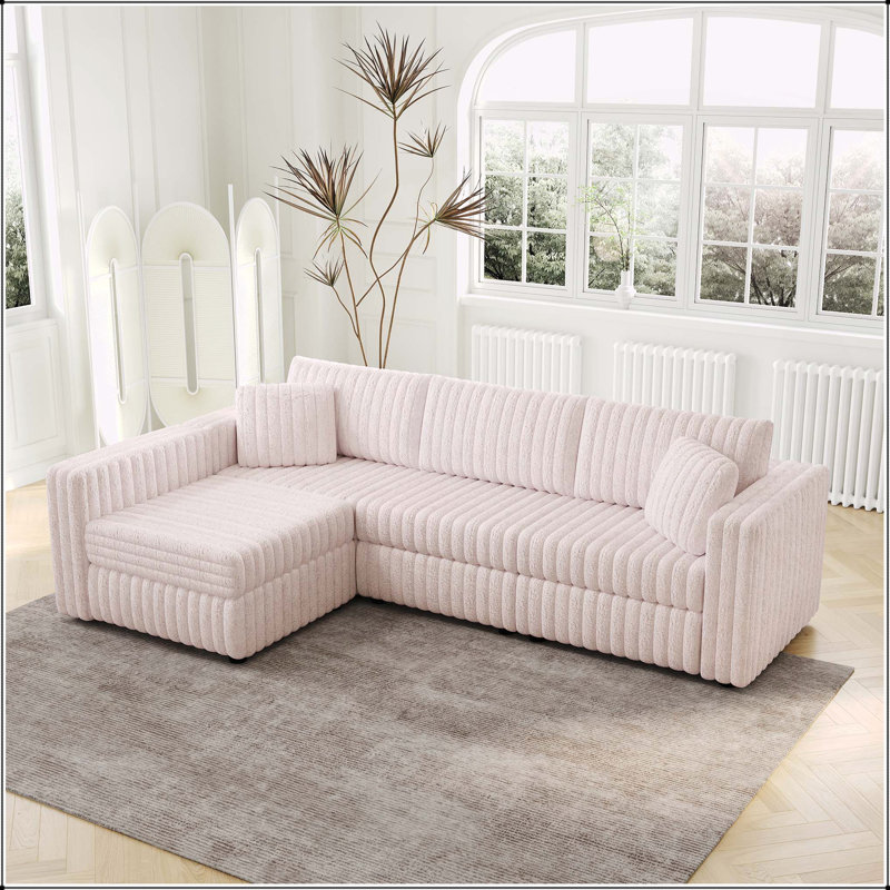 Canapé en forme de L pour 4 personnes, doux et élégant, avec un design modulaire polyvalent et des coussins confortables