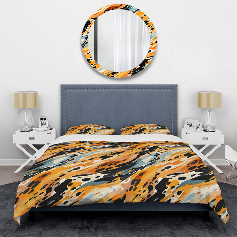 Ensemble de housse de couette multicolore artistique, Housse de couette simple + 1 taie décorative stan