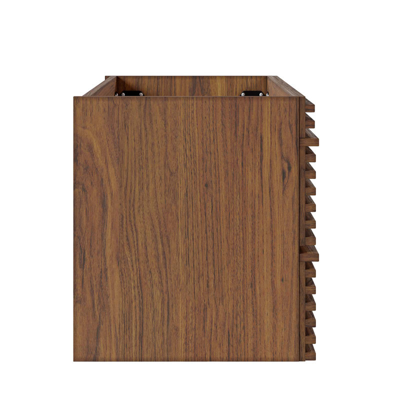 Modway Render 30" Wall Mounted Single Bathroom Vanity Base Only, Walnut