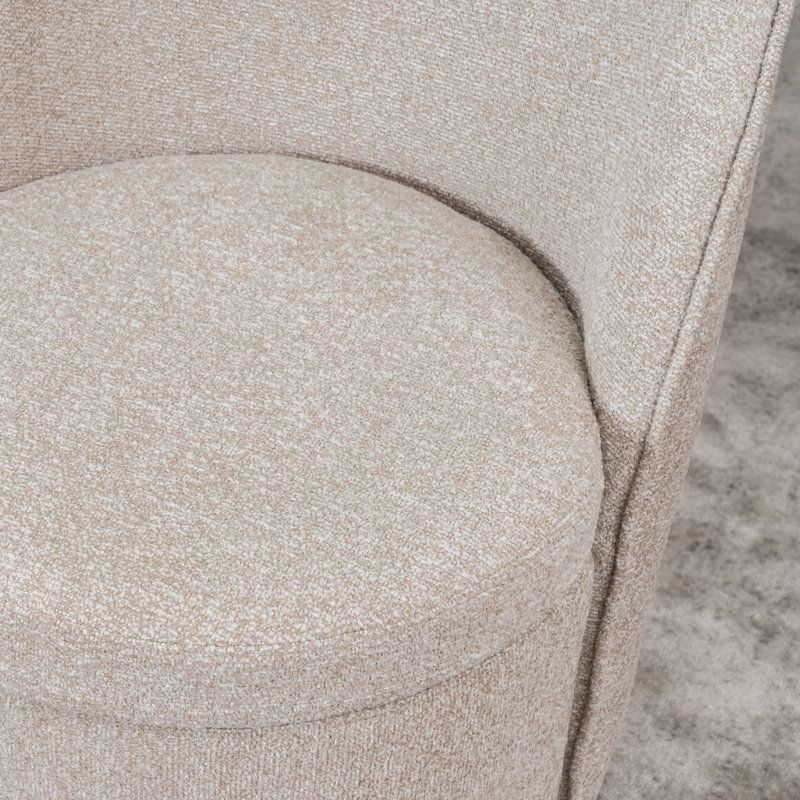 Upholstered Barrel Dining Chairs, Boucle Fabric Swivel Kitchen Chairs, Wingback Side Chairs, Armless Vanity Chairs, Tan