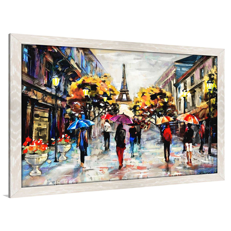 «Paris Streets», reproduction encadrée, H 33,5 po x l 49,5 po x P 1 po, Cadre crème délavé