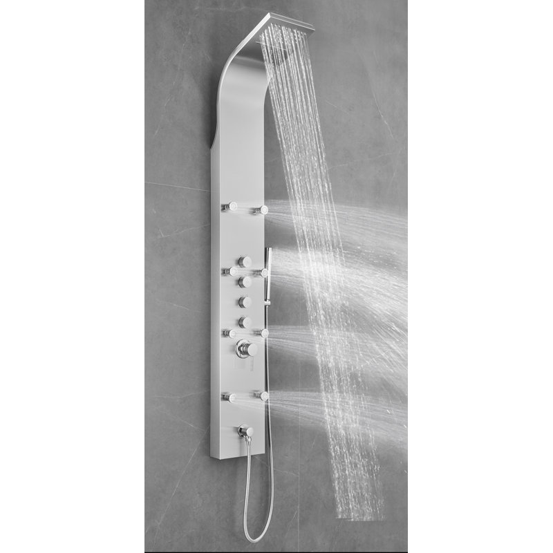 Rainfall Waterfall Stainless Steel Fixed Shower Head Panel, Gray