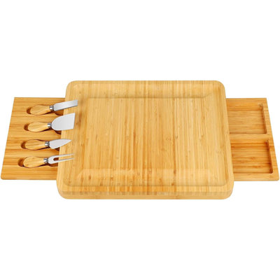 Bamboo Cheese Platter With Cheese Tools