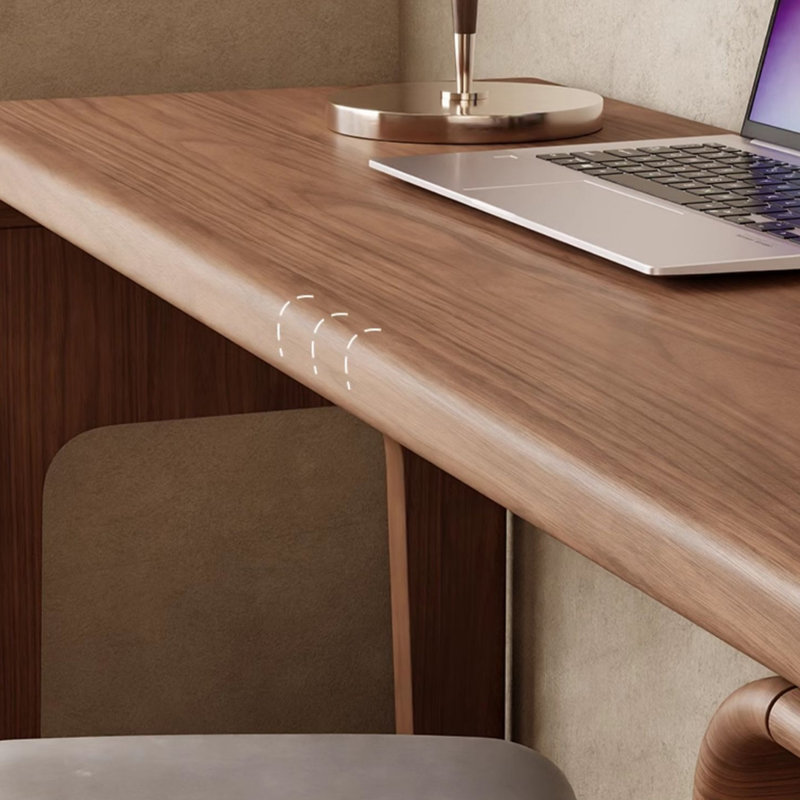 Bureau en L en bois massif intégré avec armoire de rangement
