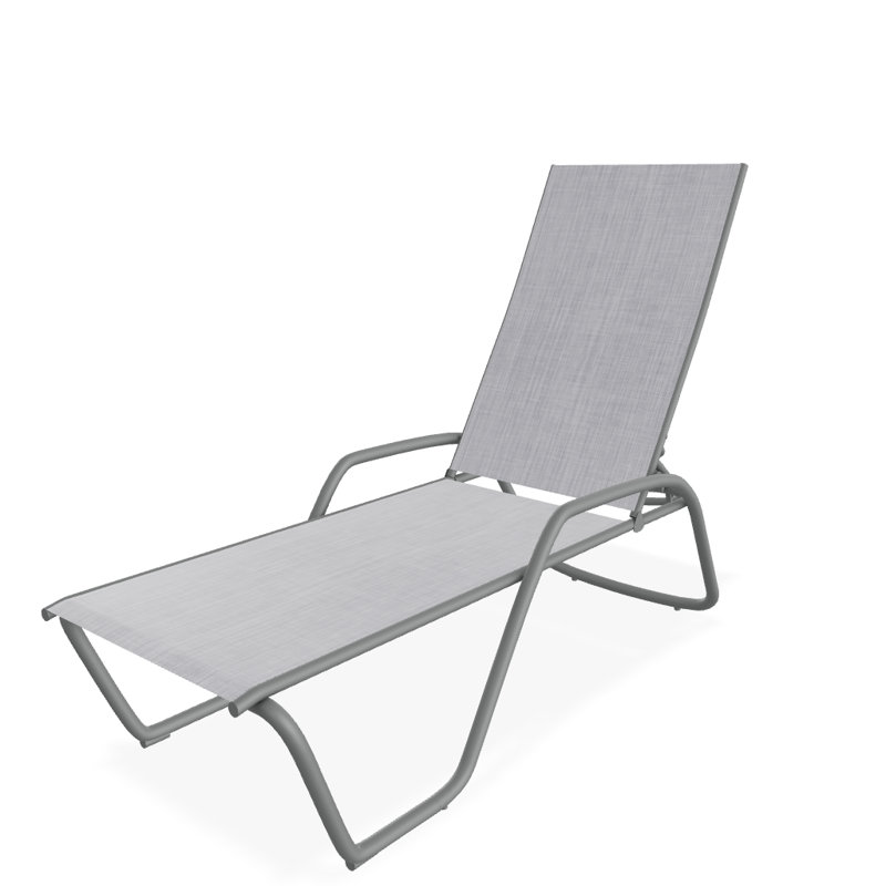 Outdoor Rust-Resistant Metal Chaise Lounge, Textured Graphite, Jewel