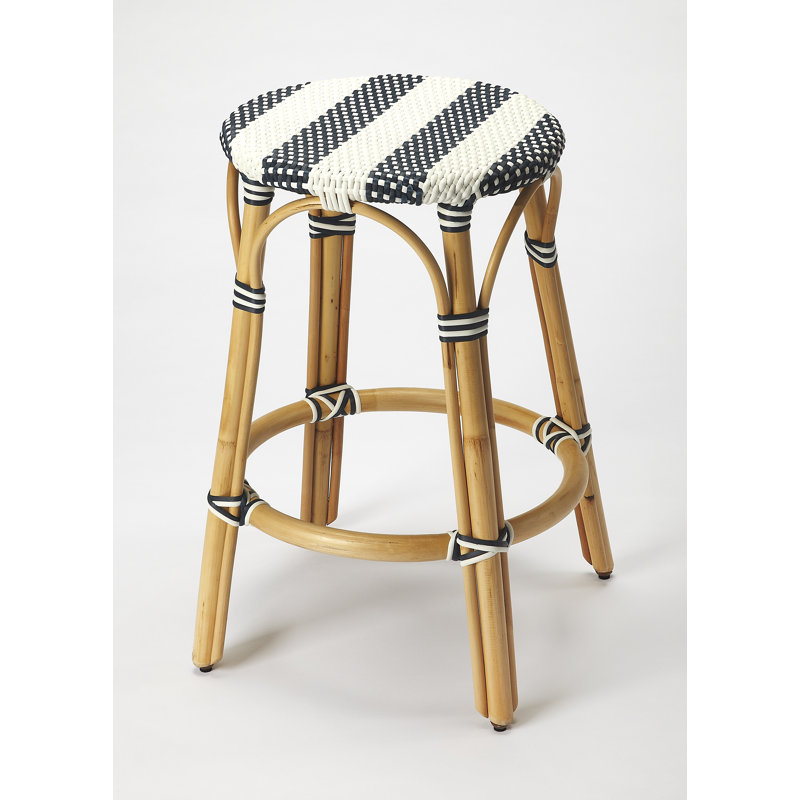 Tabouret de bar et de comptoir en rotin tissé à la main Alastair, Tabouret de comptoir (siège d'une hauteur de 24 p