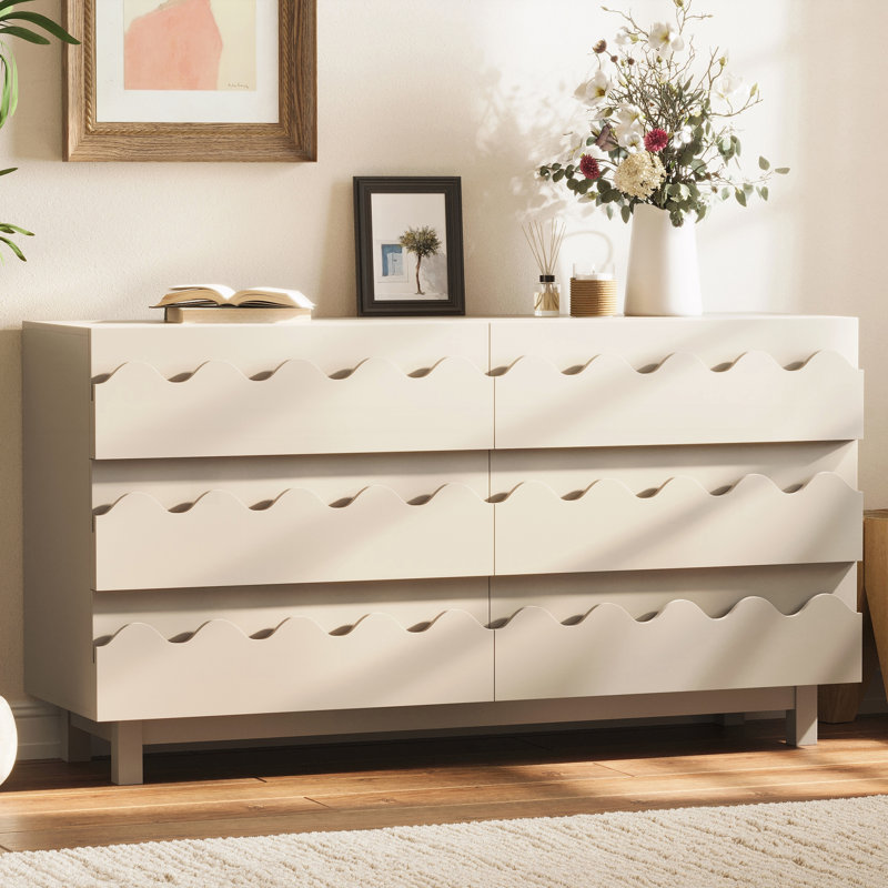 Commode 6 tiroirs 60 po, Ivoire ivoire