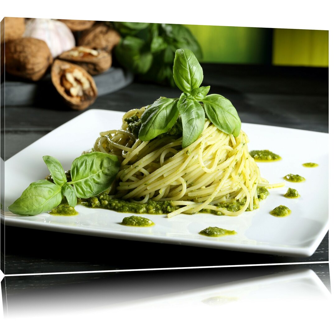 Spaghetti mit grünem Pesto Fotokunstdruck