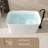 47"  Freestanding Solid Surface Soaking Bathtub  with Seat in White,Rectangle Shape Soaking Tub With Overflow